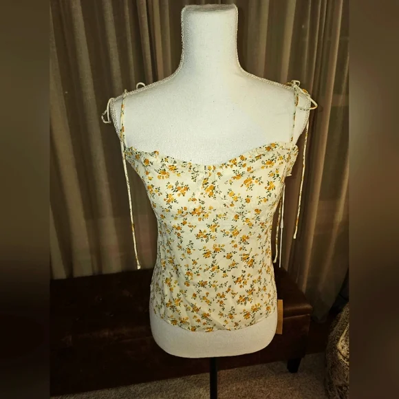 NWT, Reformation, Yellow and Ivory, Floral blouse, size 10 - Picture 1 of 3
